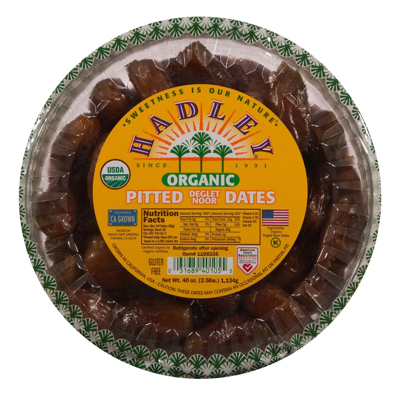 Hadley Organic Deglet Noor Pitted Dates 40 oz