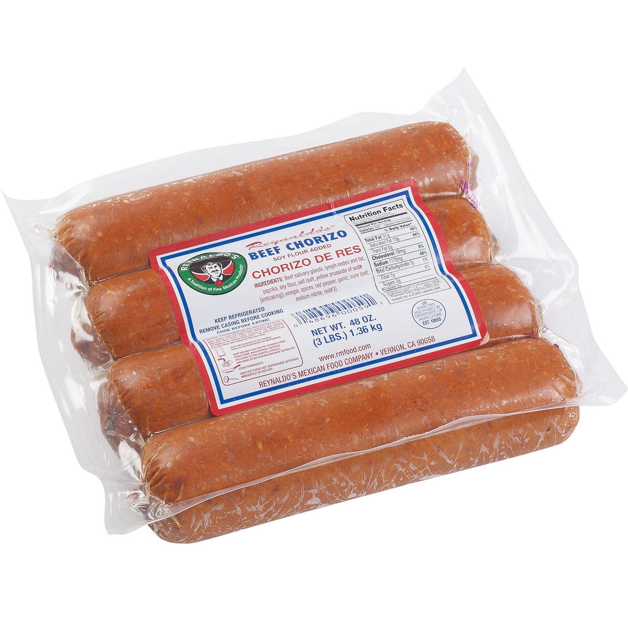 Reynaldo's Beef Chorizo, 48 oz - Image 1