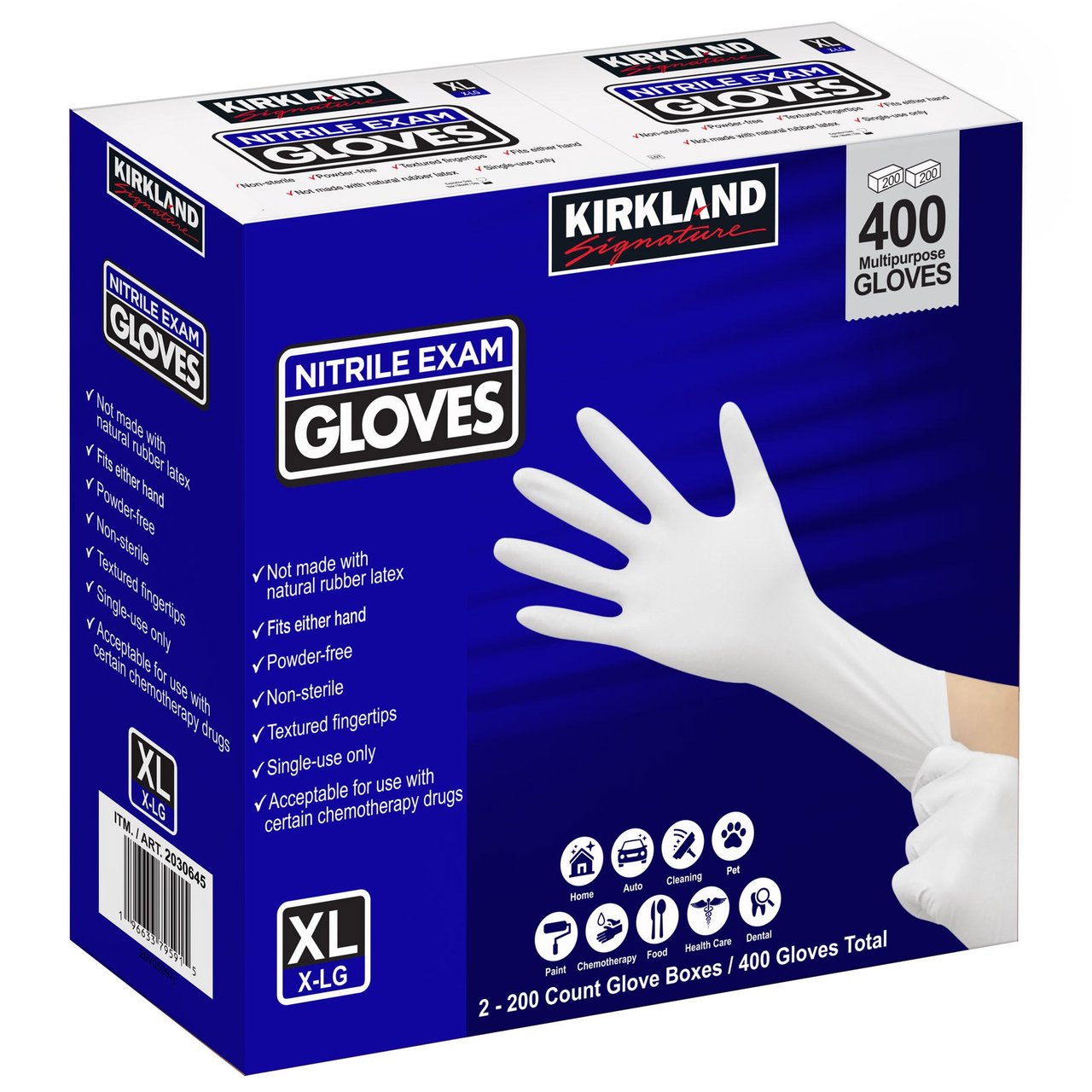 KIRKLAND SIGNATURE NITRILE EXAM GLOVE XL 2/200 CT - Image 1