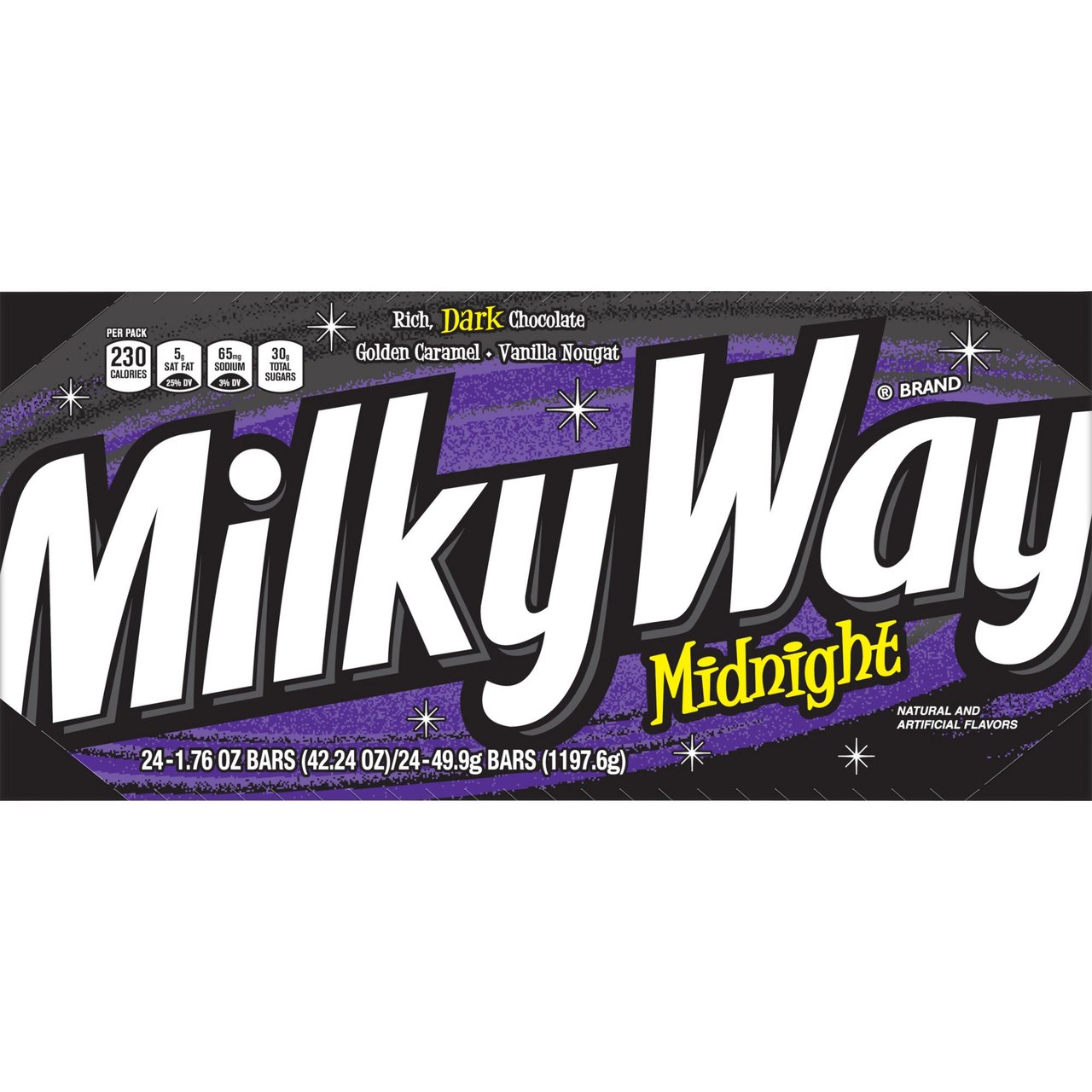 Mars Milky Way Midnight Dark Chocolate Candy Bars, 24 Count, 1.76 oz Each