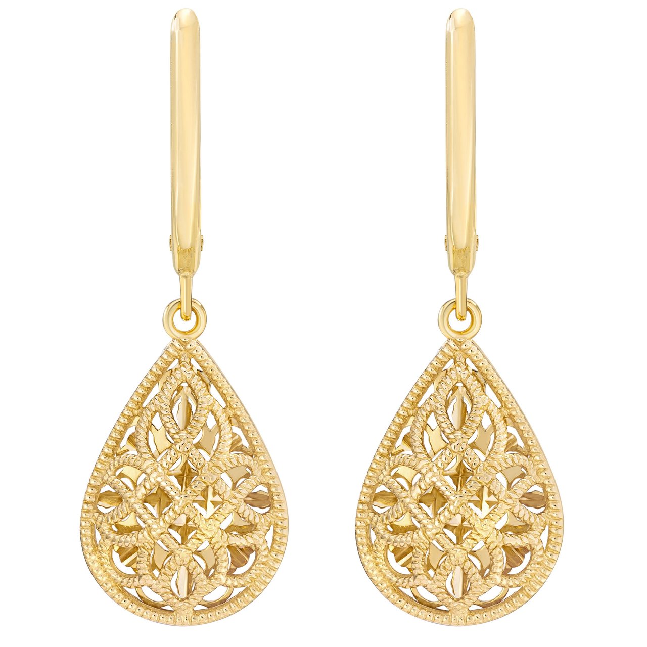 14kt Yellow Gold Fancy Teardrop Earrings - Image 1