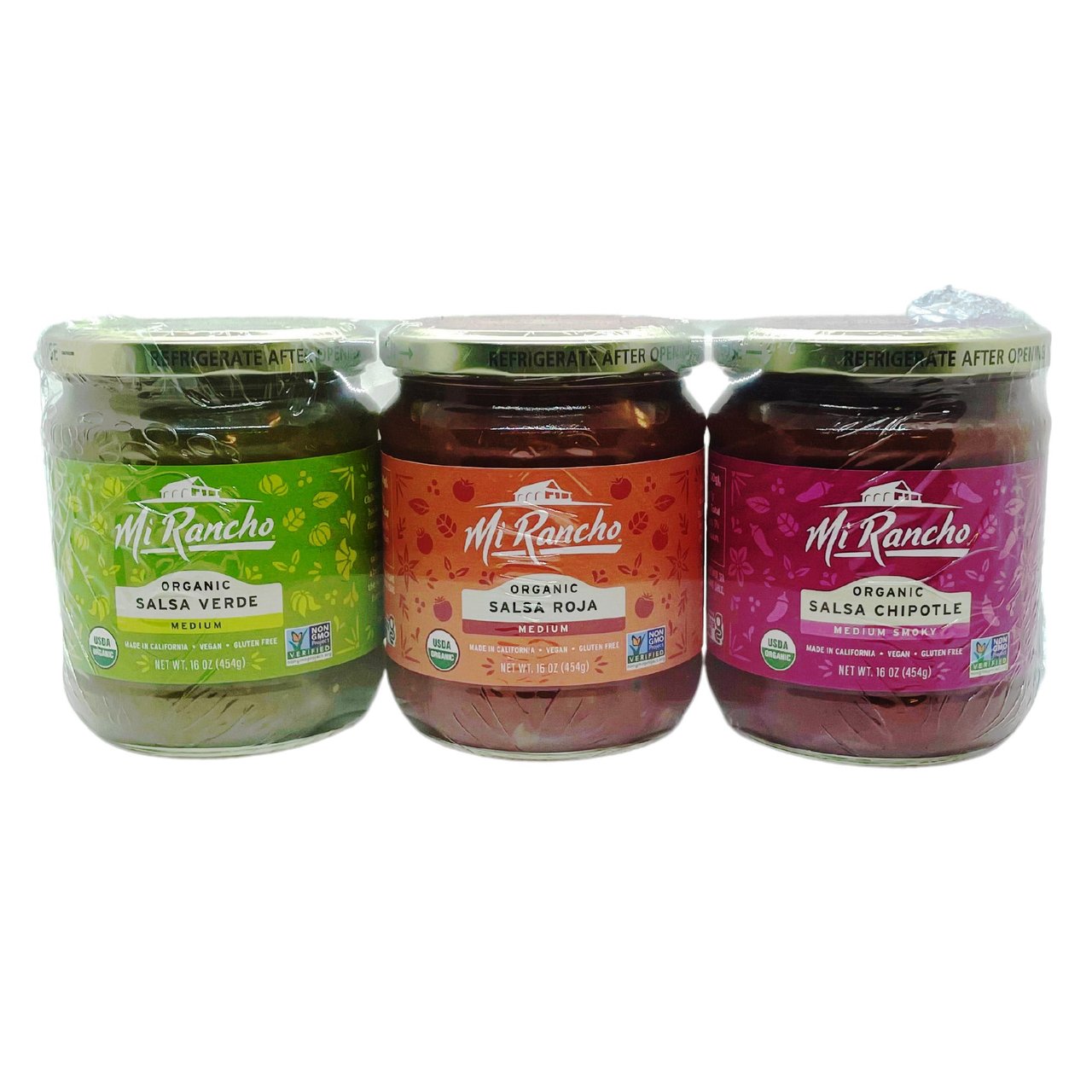 Organic Mi Rancho Salsa Variety Pack, 3 Jars, 16 Ounces Each - Image 1