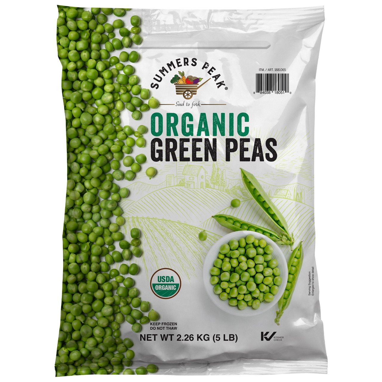 Summers Peak Organic Green Peas 5 lbs - Image 1