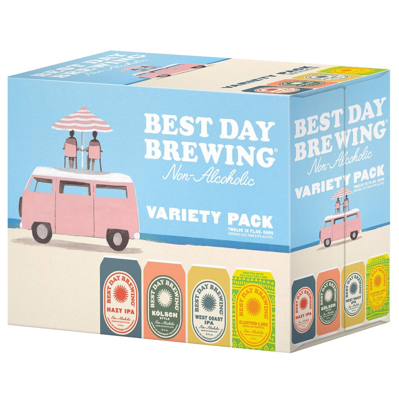 Best Day Brewing Non-Alcoholic Variety Pack, 12 x 12 oz