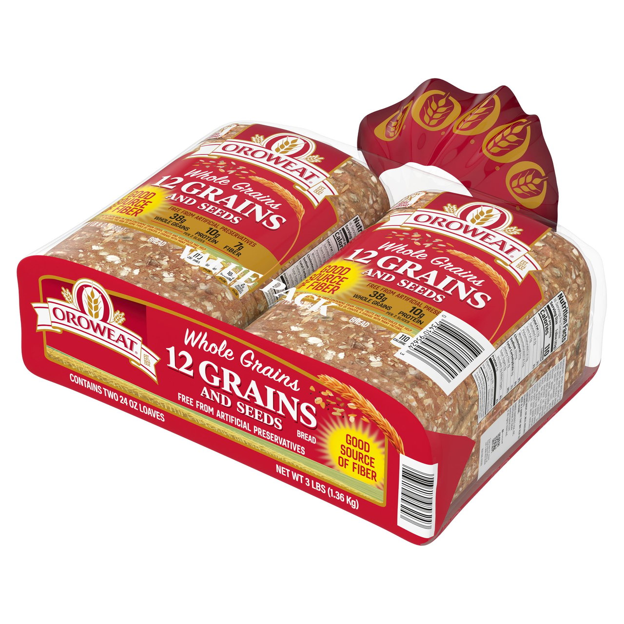 Oroweat 12 Grain Bread, 24 oz, 2 ct - Image 1