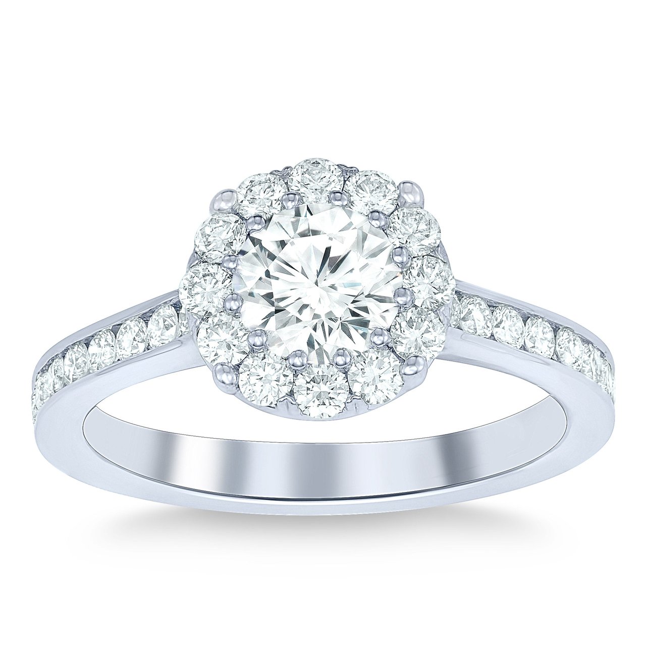 Platinum VS2 I 1.50 ctw Round Diamond Halo Ring (0.90 ct Center) - Image 1