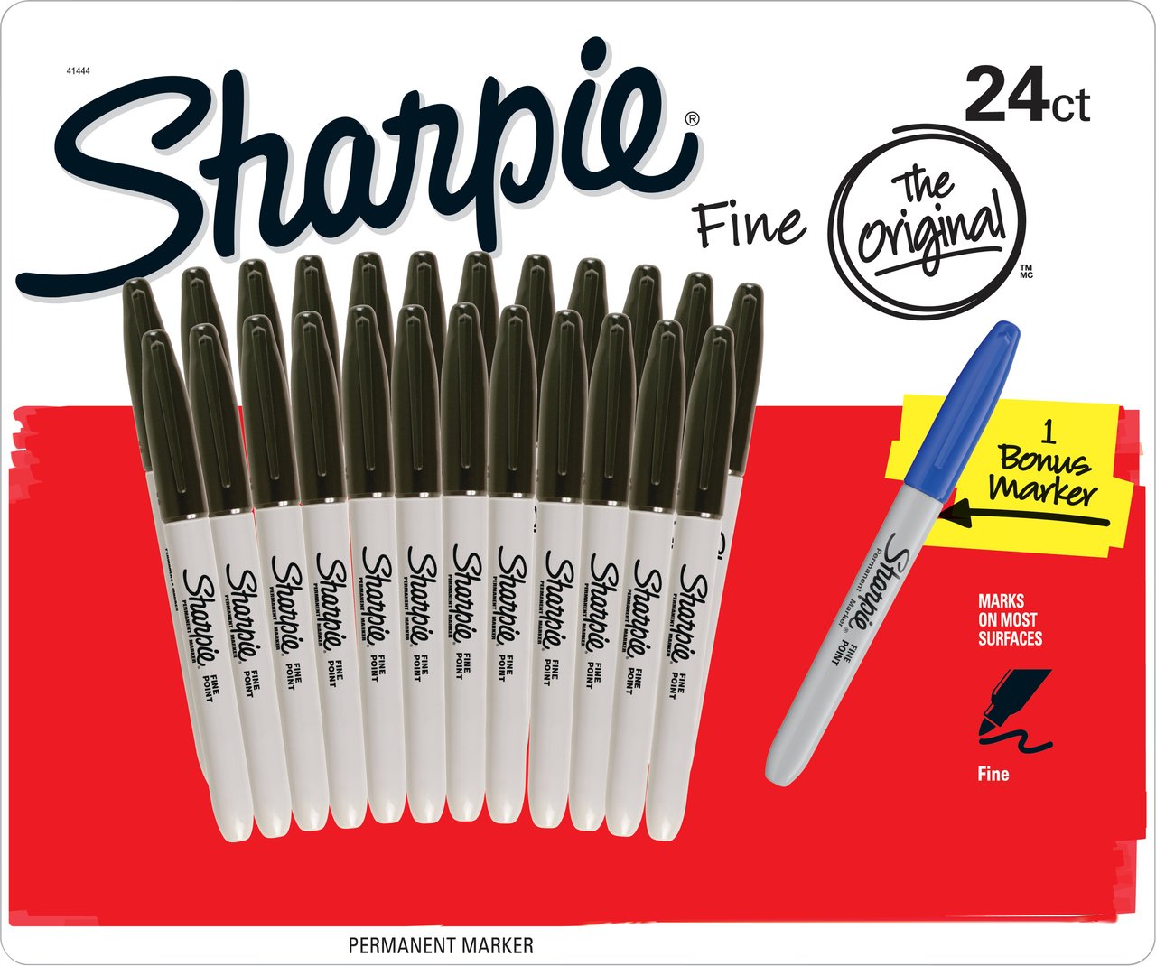 Sharpie Fine Point Permanent Marker, 25-Count (24 Black + 1 Bonus Silver)