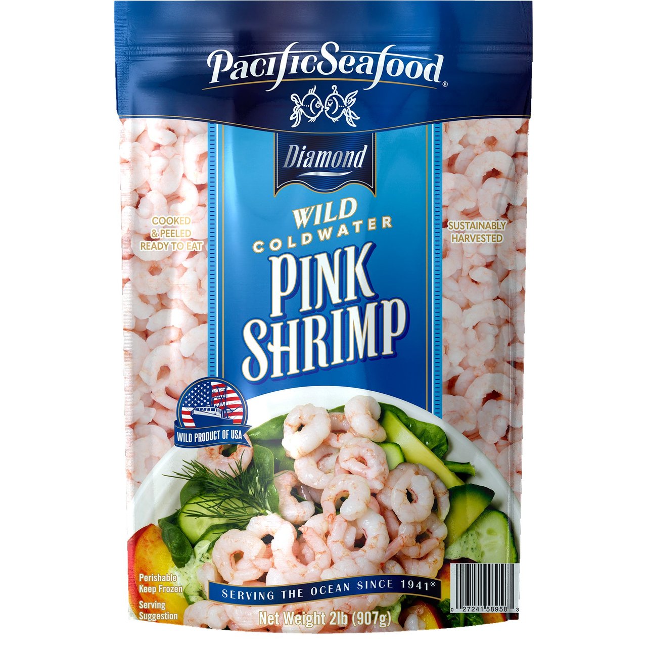 Pacific Seafood Wild Cold Water Pink Shrimp 2 Pounds - Image 1