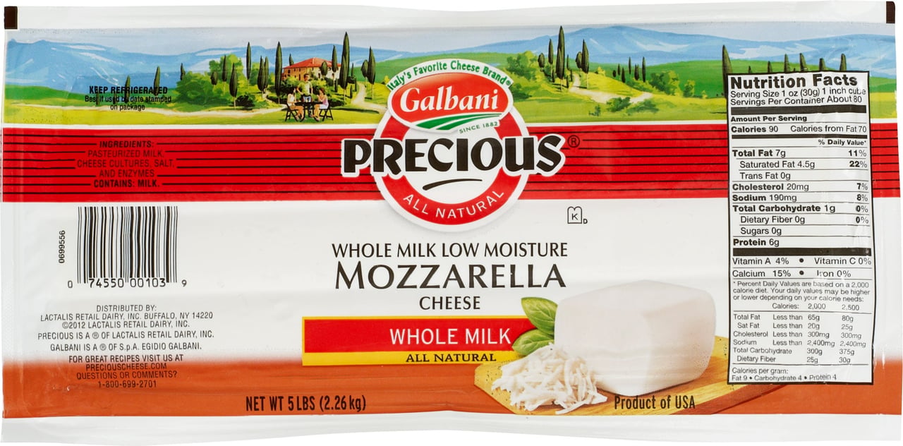 Galbani Precious Whole Milk Mozzarella Cheese 5 lbs