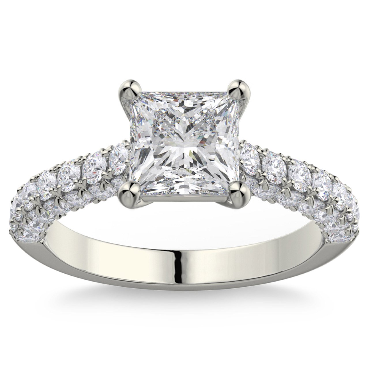 Platinum VS2 I 2.27 CTW Princess Cut Diamond Ring (1.0 CT Center) - Image 1