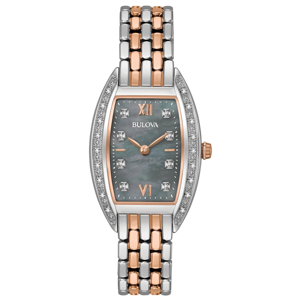 Bulova Women's Stainless Steel Grey Mother of Pearl Diamond Watch
