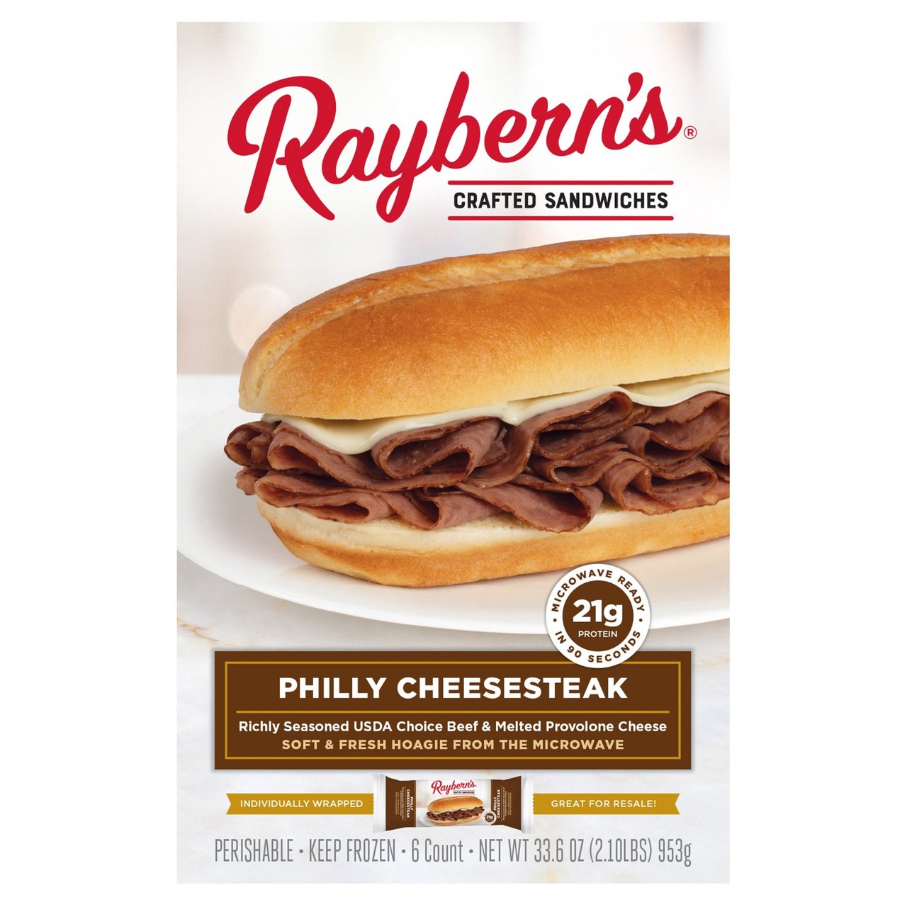 Raybern's Philly Cheesesteak with Provolone, 6 Count, 5.6 oz Each - Image 1