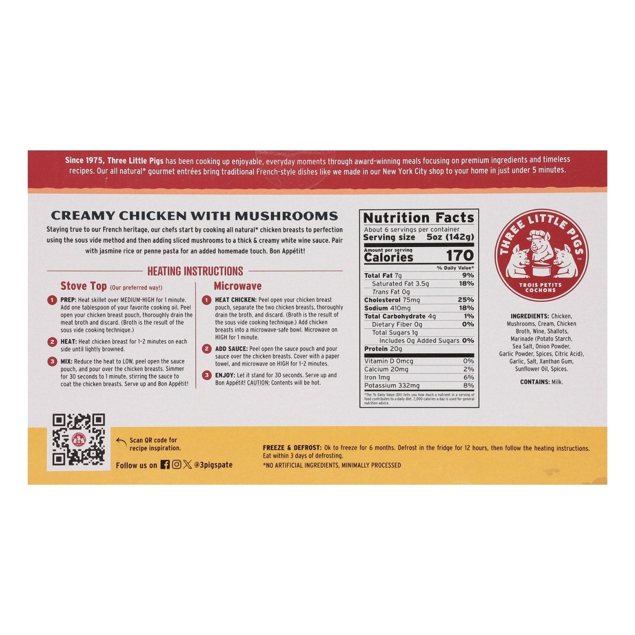 Three Little Pigs Creamy Chicken with Mushrooms, 32 oz - Image 1