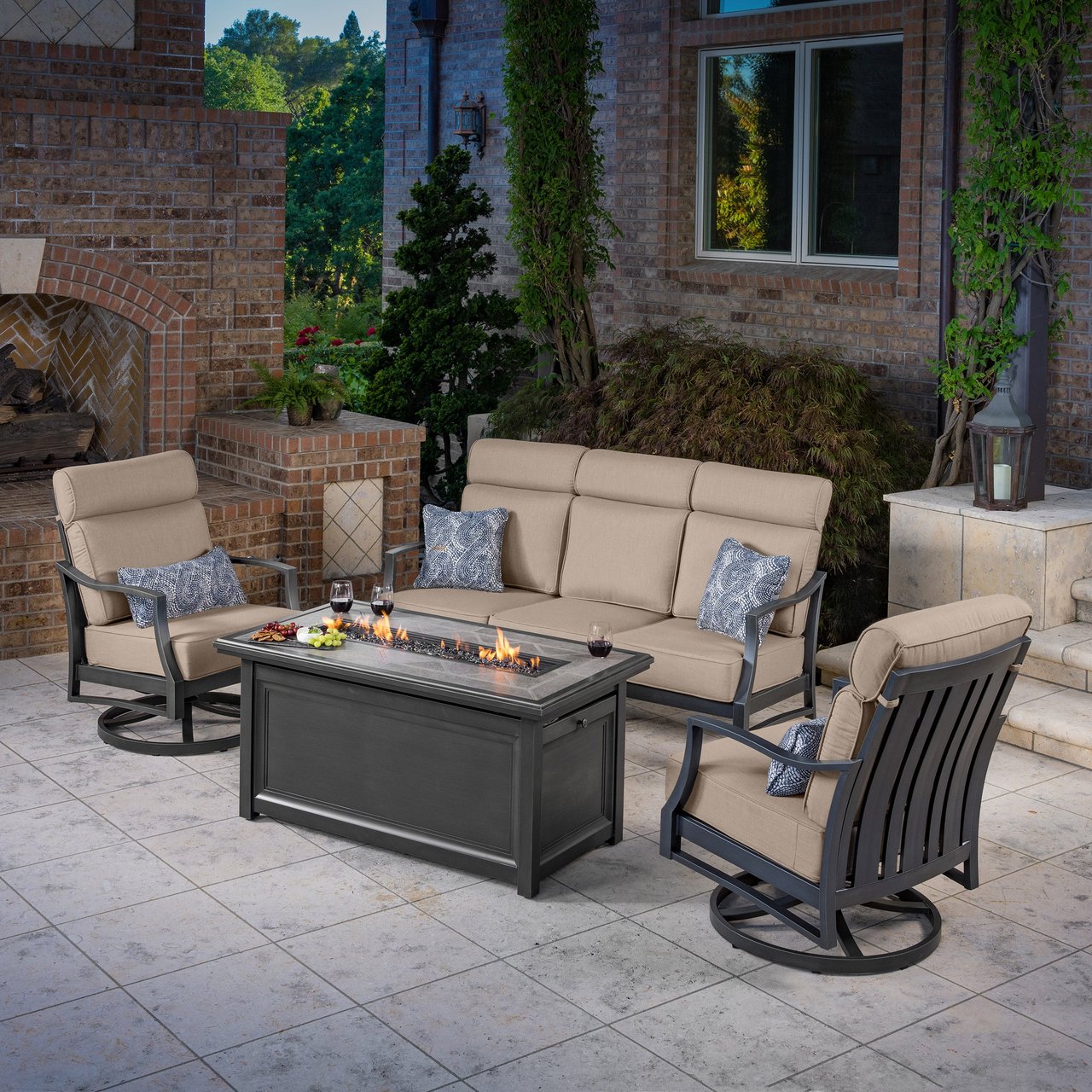 SunVilla Havana 4-Piece Fire Deep Seating Set with Cover - Image 1