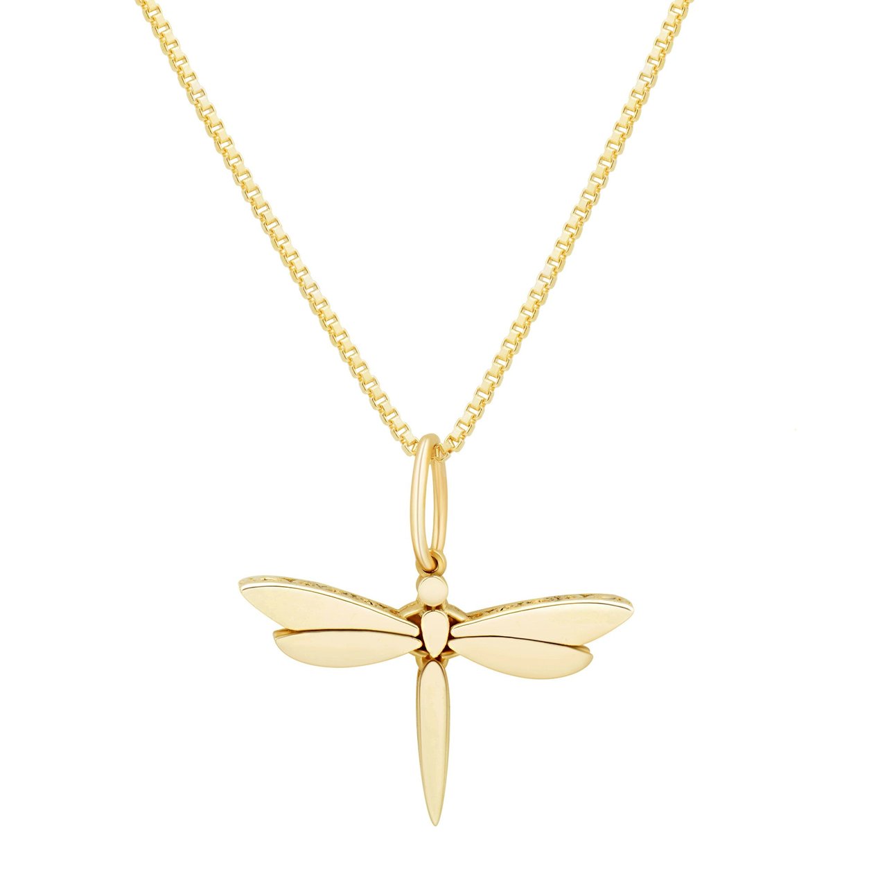 14kt Yellow Gold Dragonfly Pendant 18" Made in Italy - Image 1