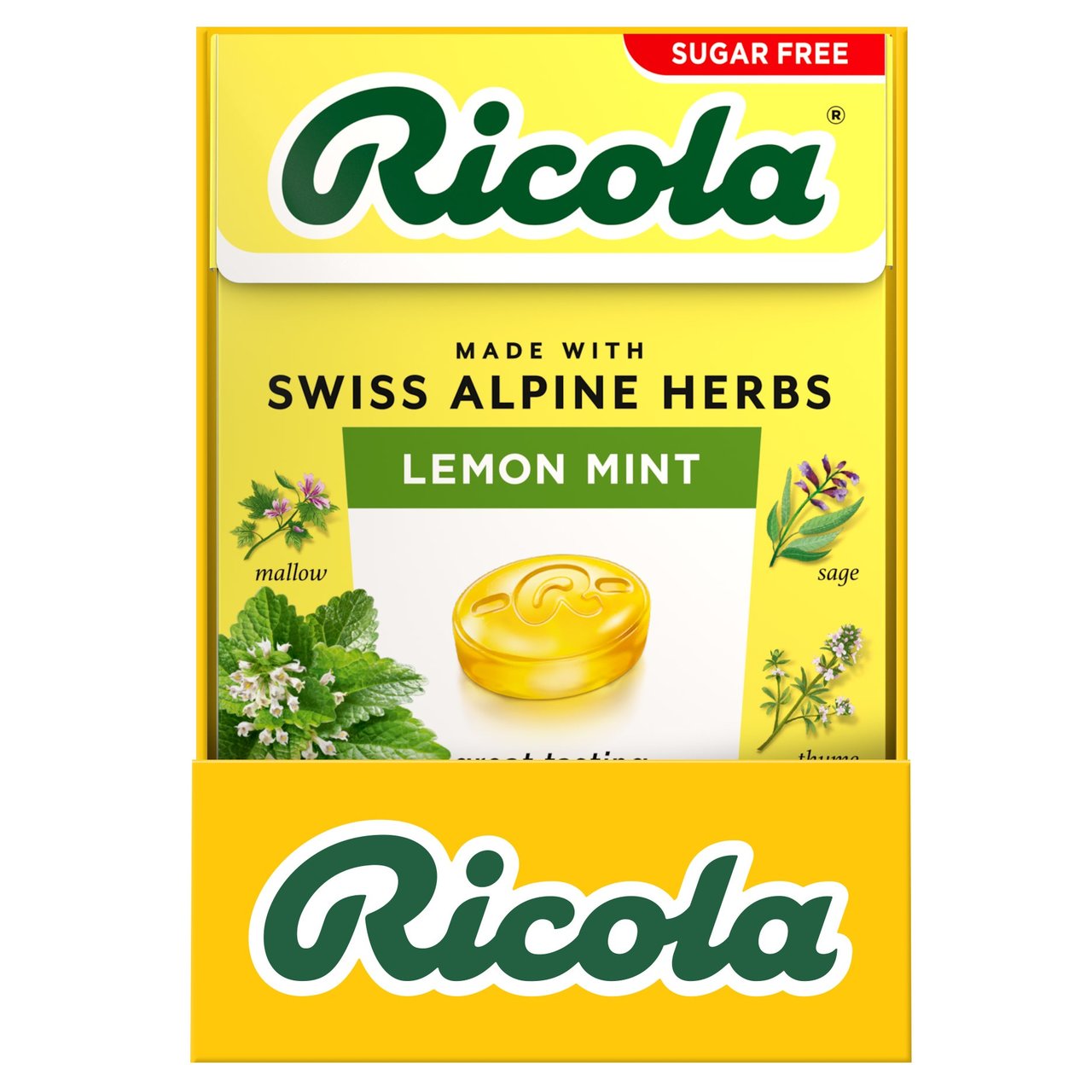 Ricola Sugar Free Lemon Mint 10 Boxes, 18 Drops Per Box - Image 1