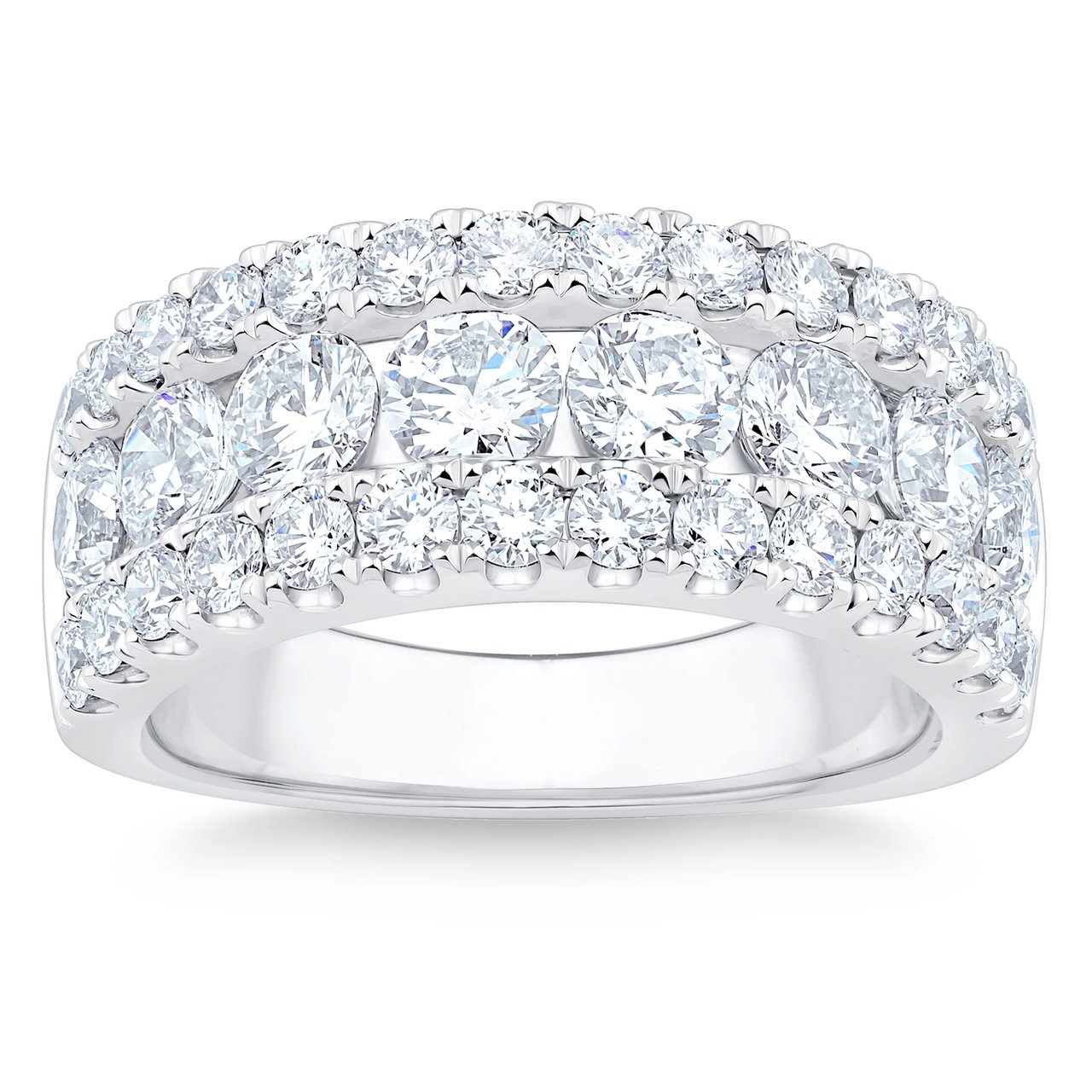Platinum VS2 I 3.00 ctw Round Diamond 3-Row Band - Image 1