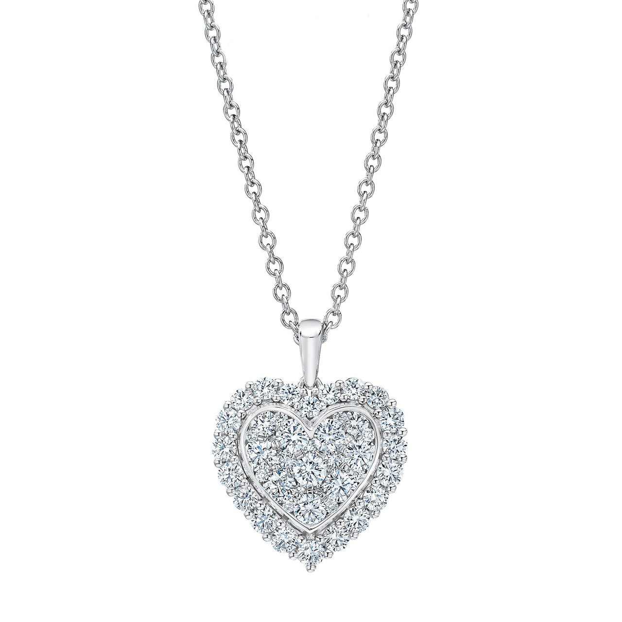 14kt White Gold VS2 I 1.50 CTW Round Diamond Heart Pendant - Image 1