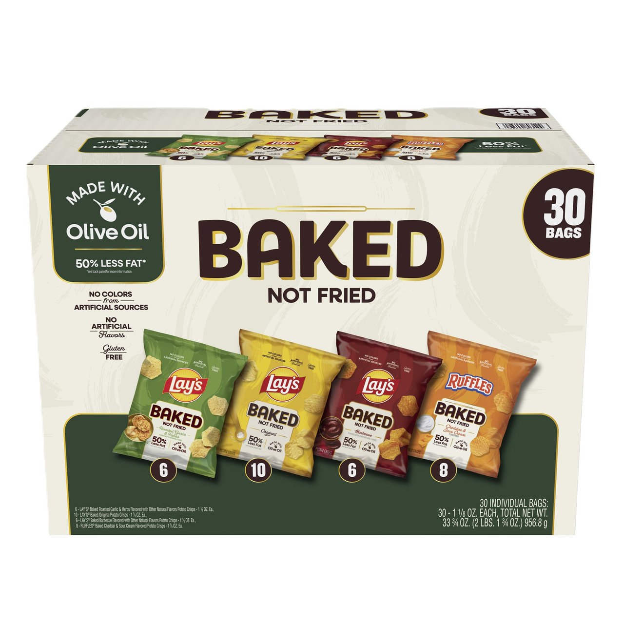 Frito-Lay Baked with Olive Oil Variety Pack, 30 Count - Image 1