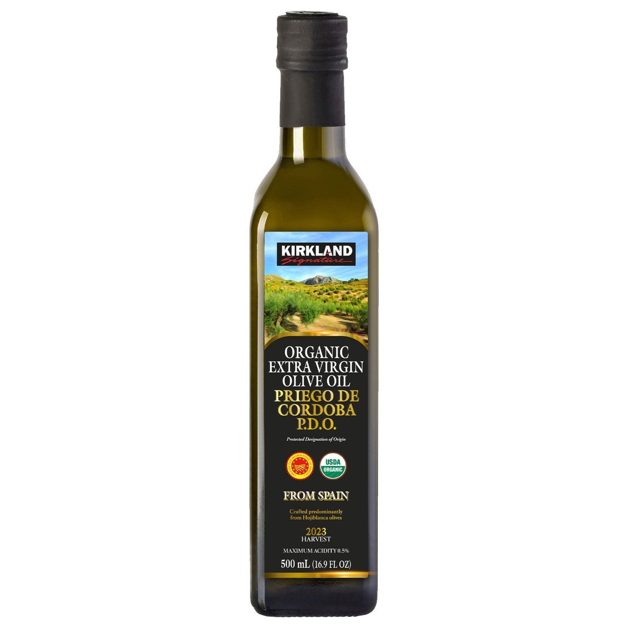 Kirkland Signature Organic Priego de Córdoba Extra Virgin Olive Oil 500ML - Image 1