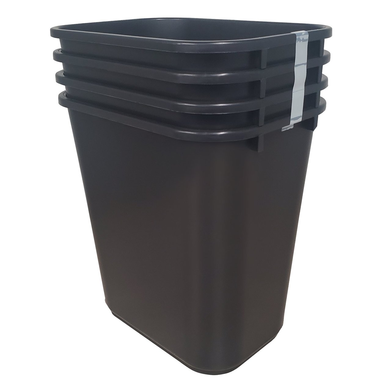 Continental Commercial Rectangular Wastebasket, Black, 28 Qt., 4-Pack - Image 1