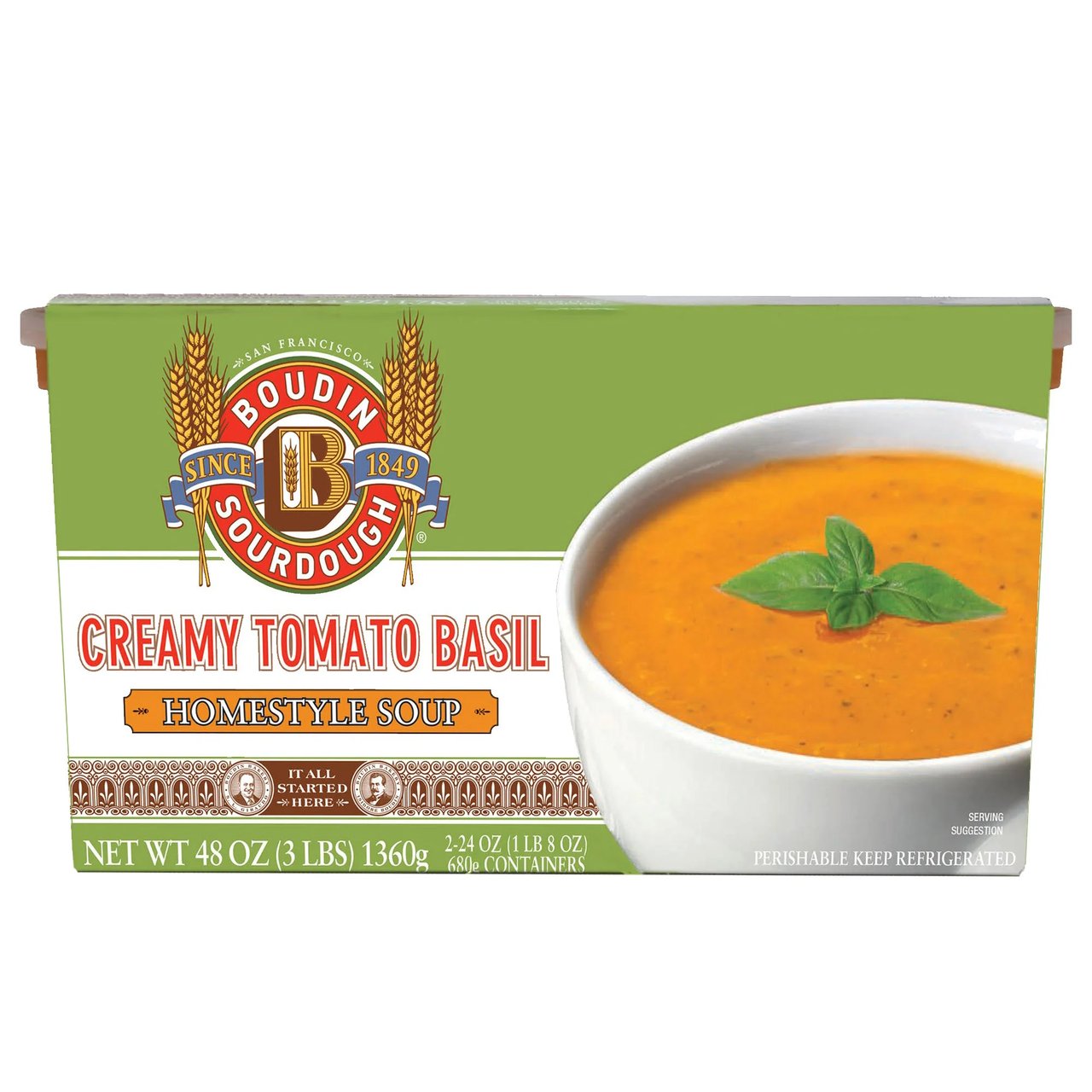 Boudin Creamy Tomato Basil Homestyle Soup, 2-Pack, 24 oz Each - Image 1