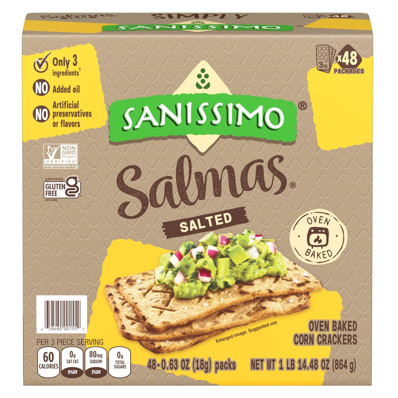 Sanissimo Salmas Oven-Baked Corn Crackers, 48-Pack / 30.24 oz - Image 1