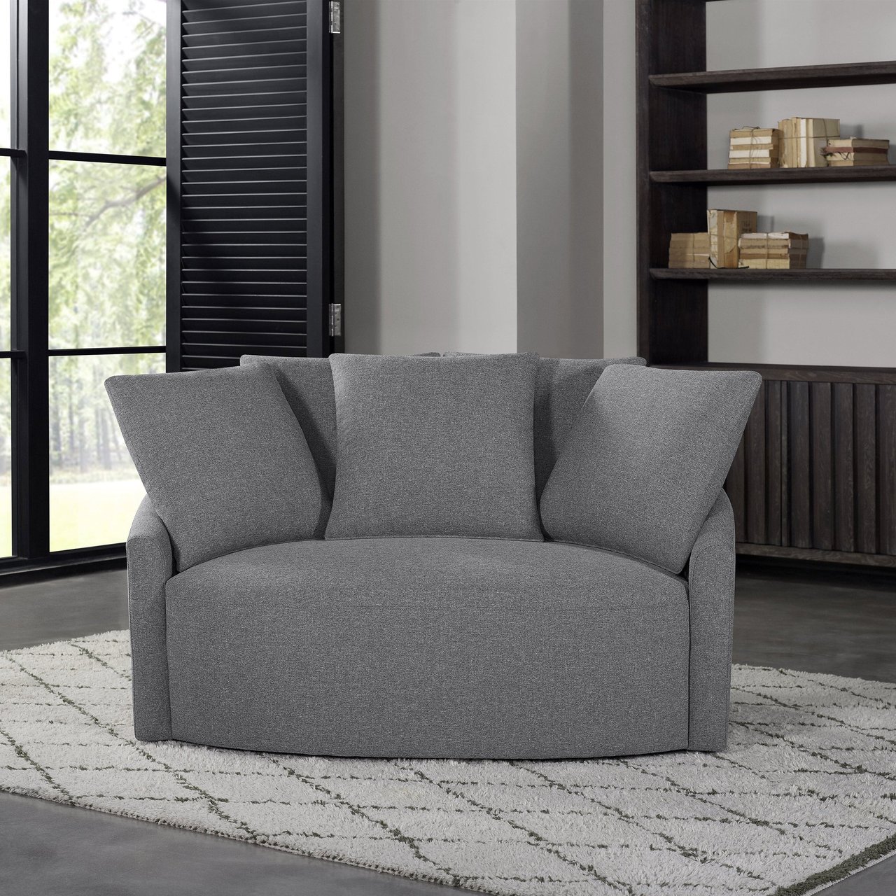 Thomasville 59" Fabric Swivel Chair - Image 1