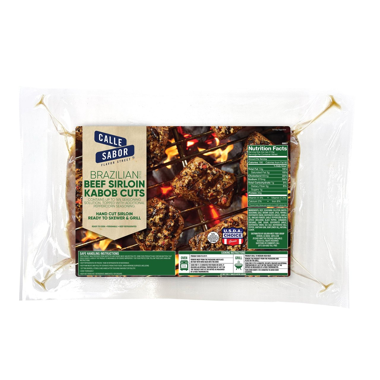 Calle Sabor Brazilian Beef Sirloin Kabob Cuts, Priced Per Pound