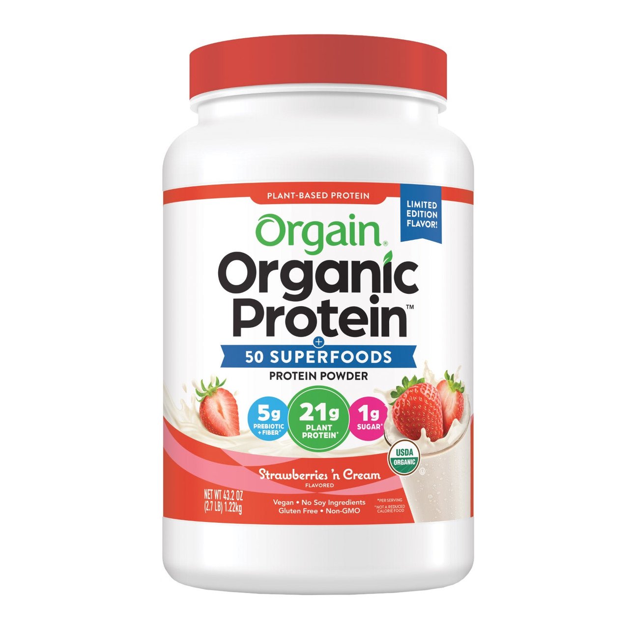 ORGAIN PROTEIN & SUPERFOODS STRAWBERRY, 2.70LBS - Image 1
