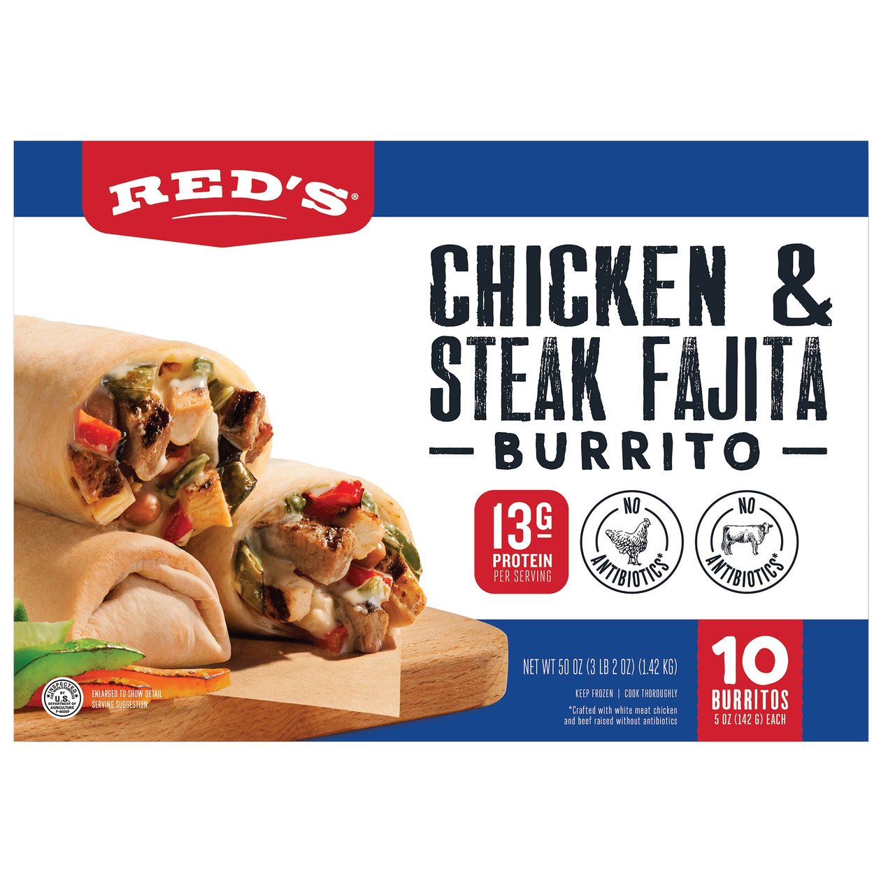 Red's Chicken & Steak Fajita 10/5 Ounce Burritos - Image 1