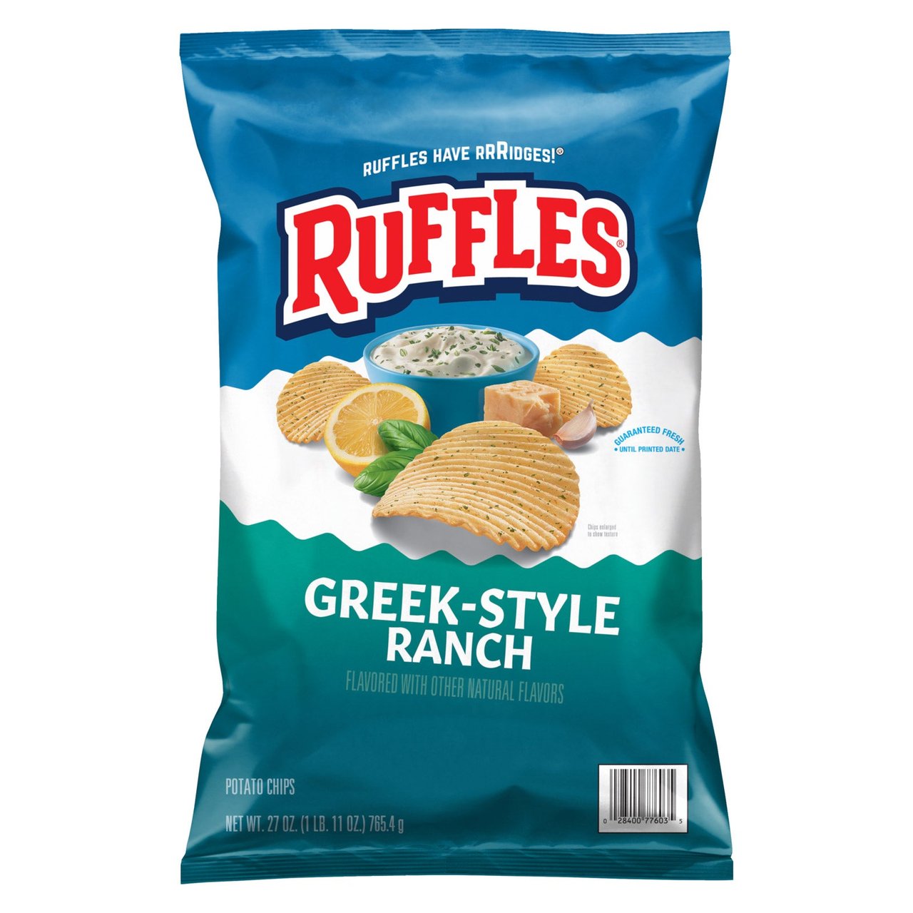 Ruffles Greek-Style Ranch Potato Chips, 27 oz - Image 1