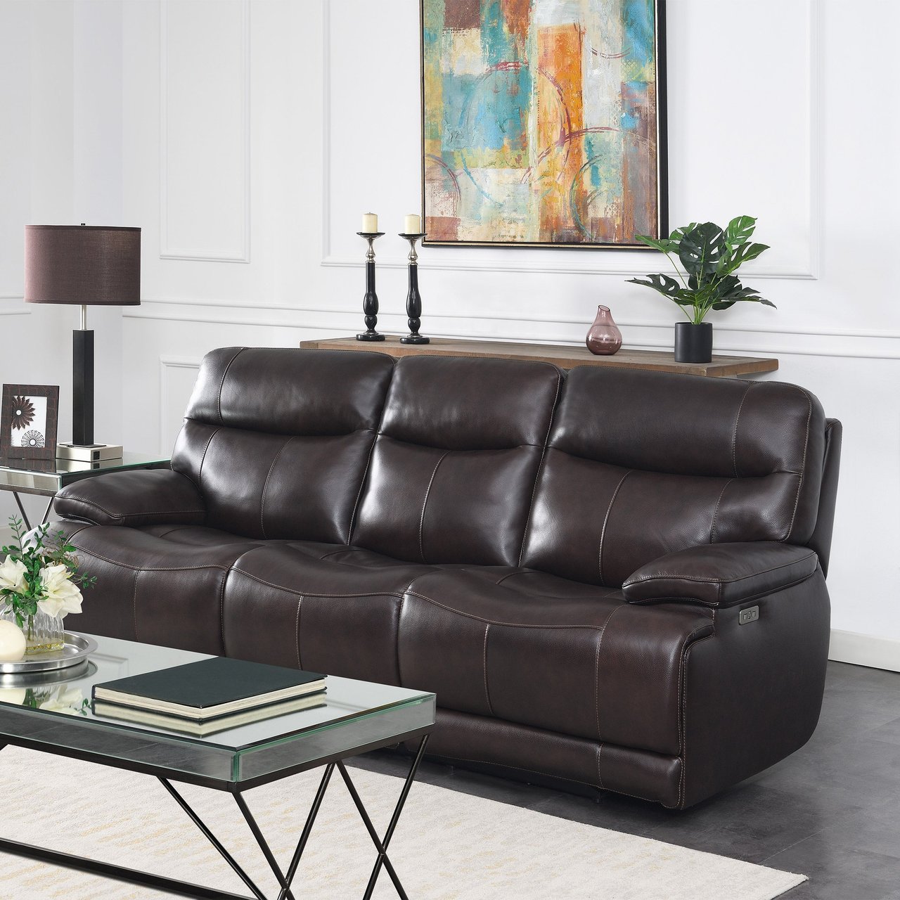 Simon Li Ridgewin Power Leather Sofa - Image 1