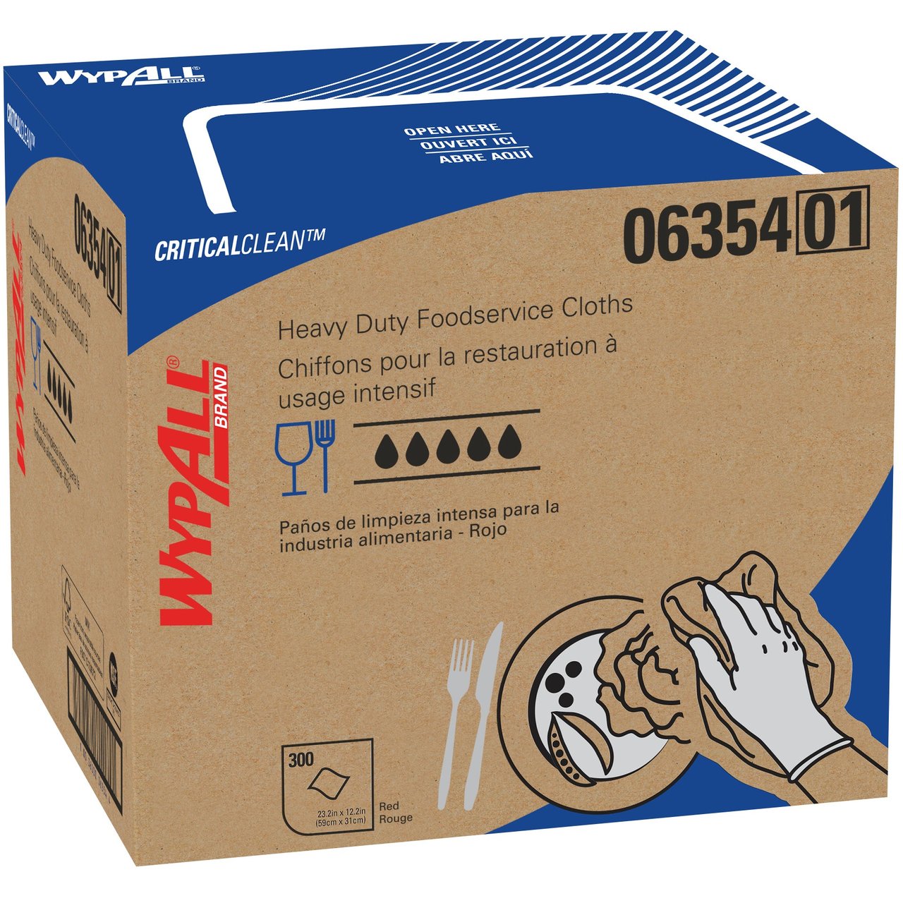 WypAll X70 Food Service Wipers Red KCC06354 300 CT - Image 1