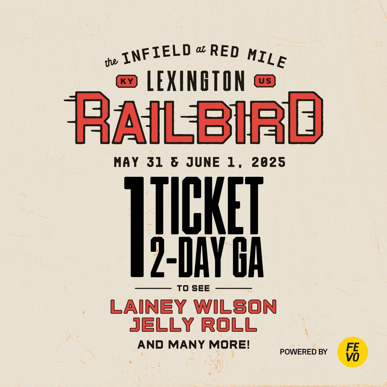 Railbird Festival - One 2-Day GA Ticket (eVoucher, Non-Refundable)