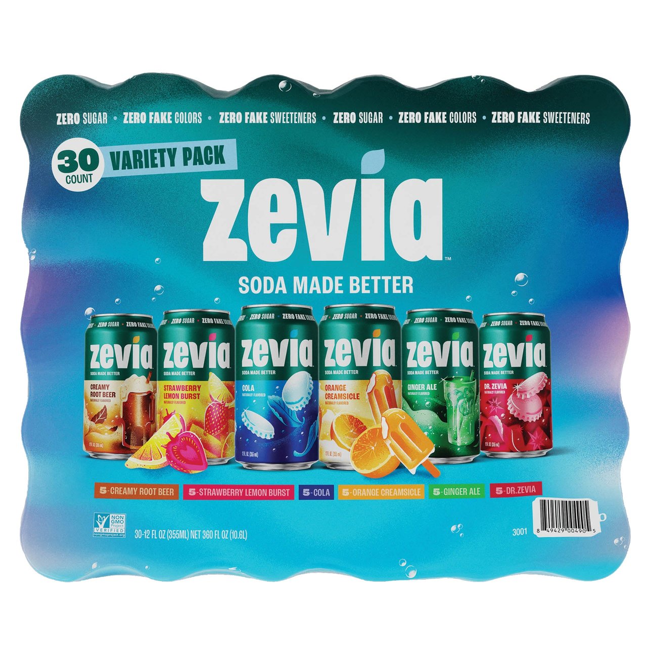 Zevia 6-Flavor Variety 30 Pack, 12 Ounces Each (#2016133) - $9.97