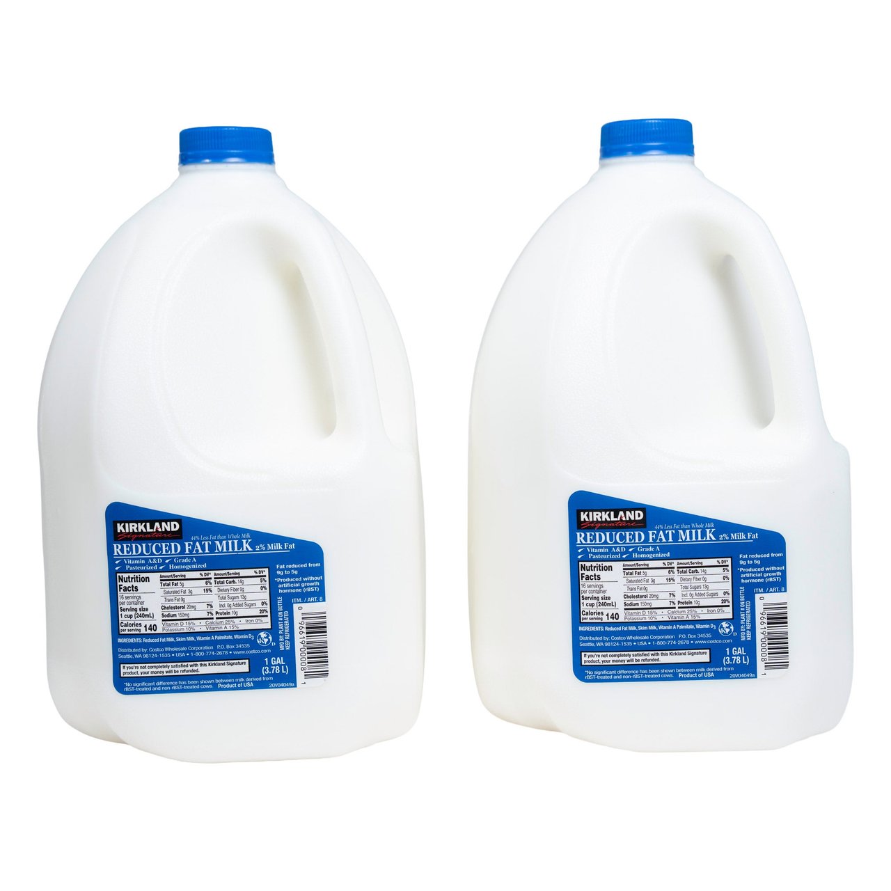 Kirkland Signature 2% Reduced Fat Milk, 1 Gallon, 2-Count - Image 1