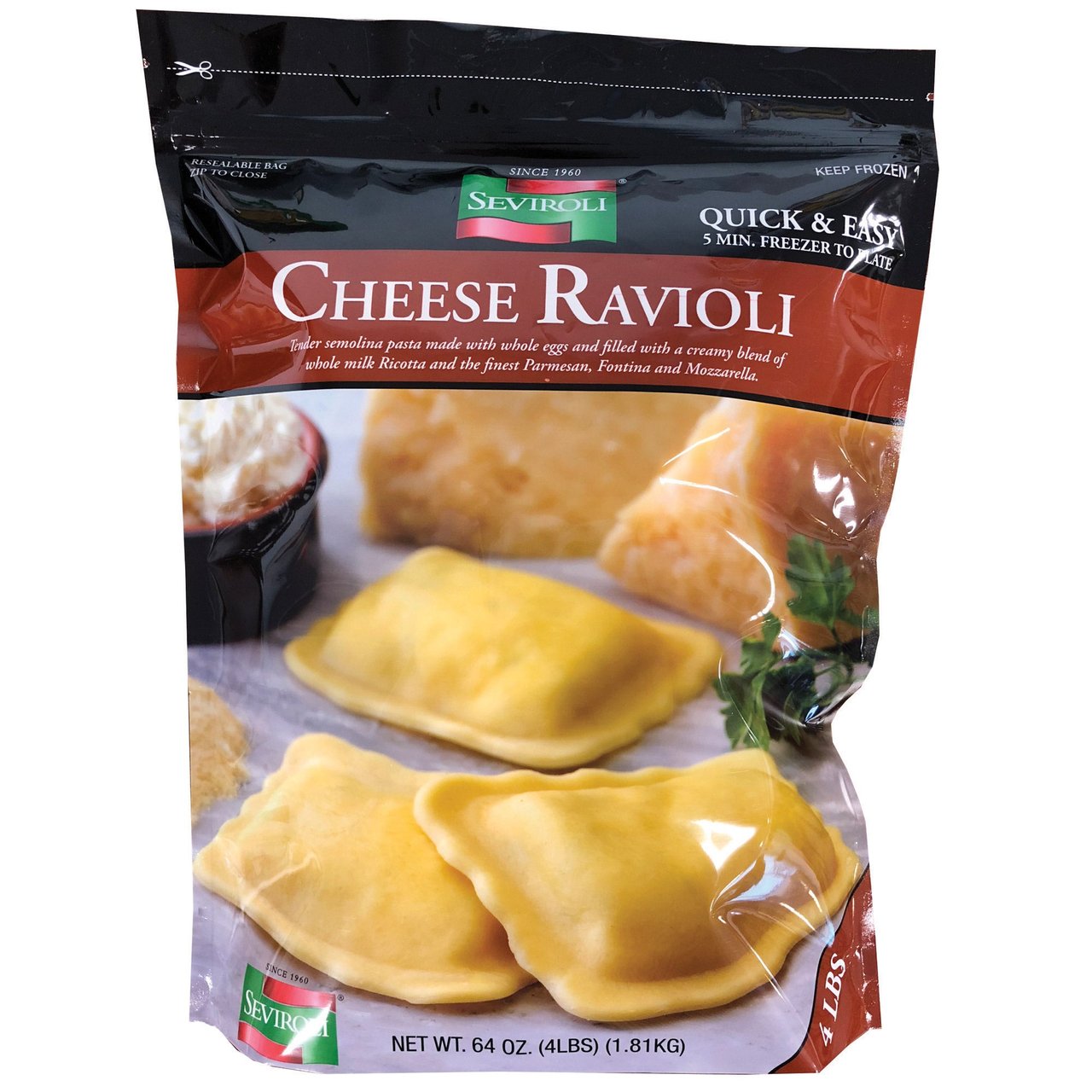 Seviroli Four Cheese Ravioli 4 lbs - Image 1