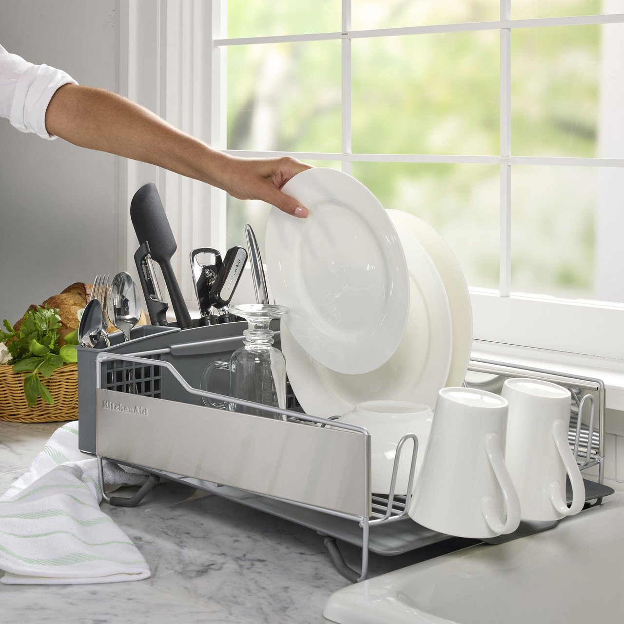 KITCHENAID STAINLESS STEEL FULL- SIZED DISH-DRYING RACK (#2003691) - $39.99