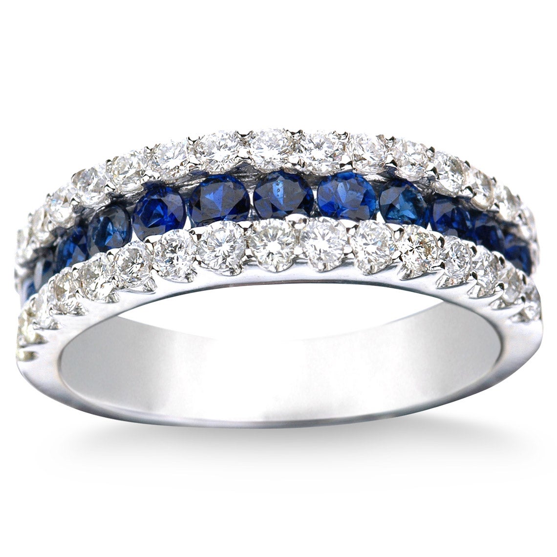 2.3mm Blue Sapphire 14kt White Gold VS2, I Diamond Ring Size 7 - Image 1