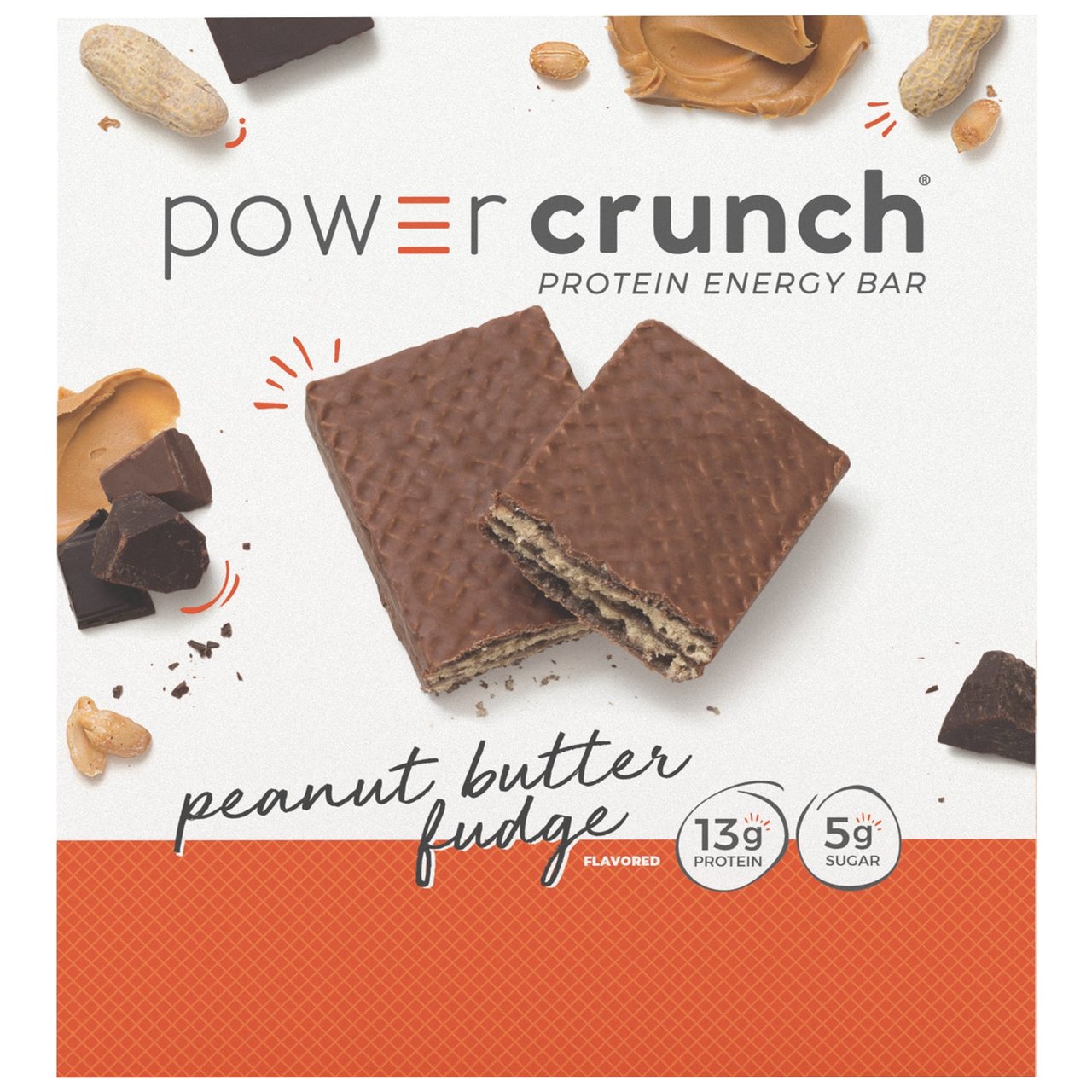 Power Crunch Peanut Butter Fudge Protein Energy Bar, 1.4 oz, 12-Count - Image 1