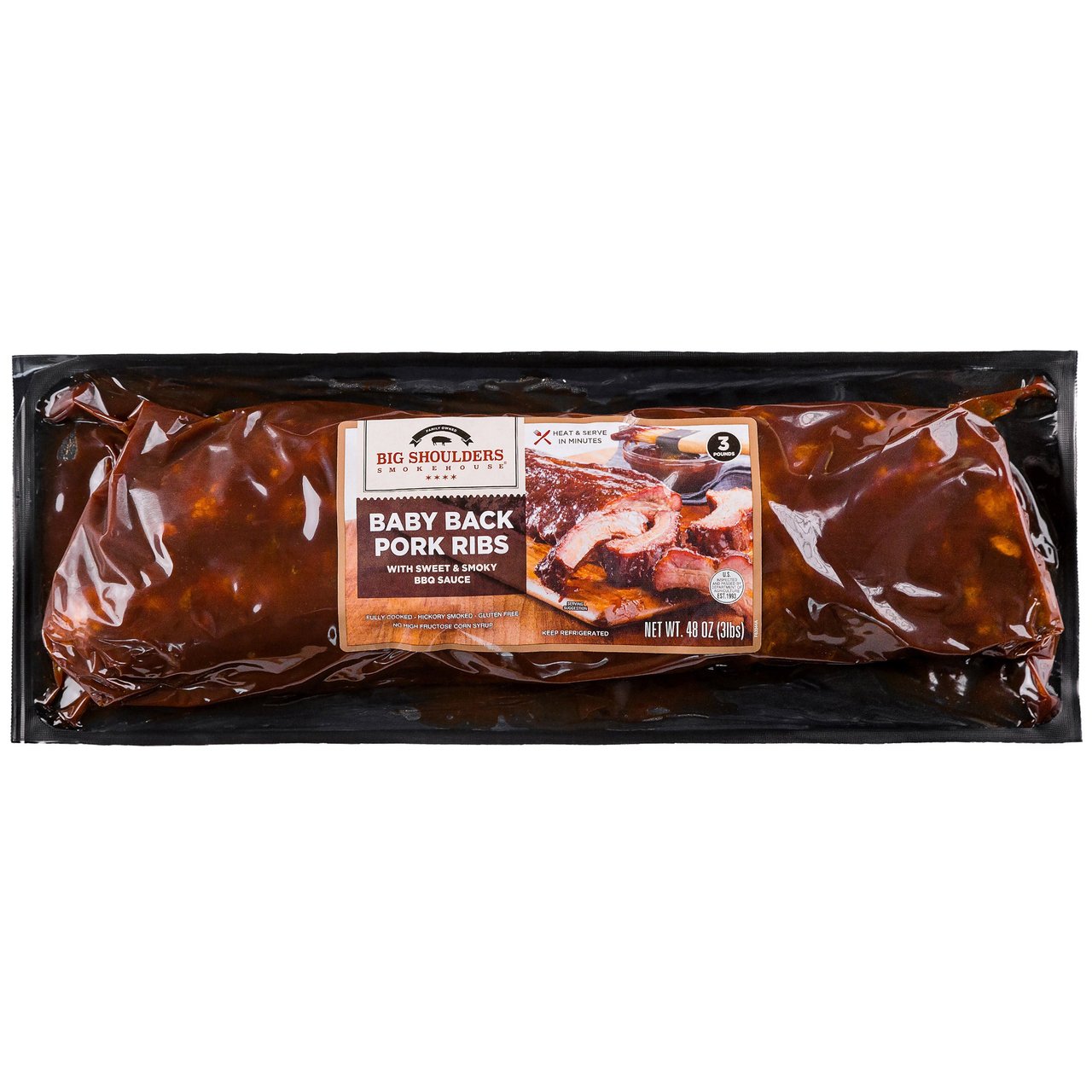 Big Shoulders Smokehouse Baby Back Pork Ribs, 3 lb