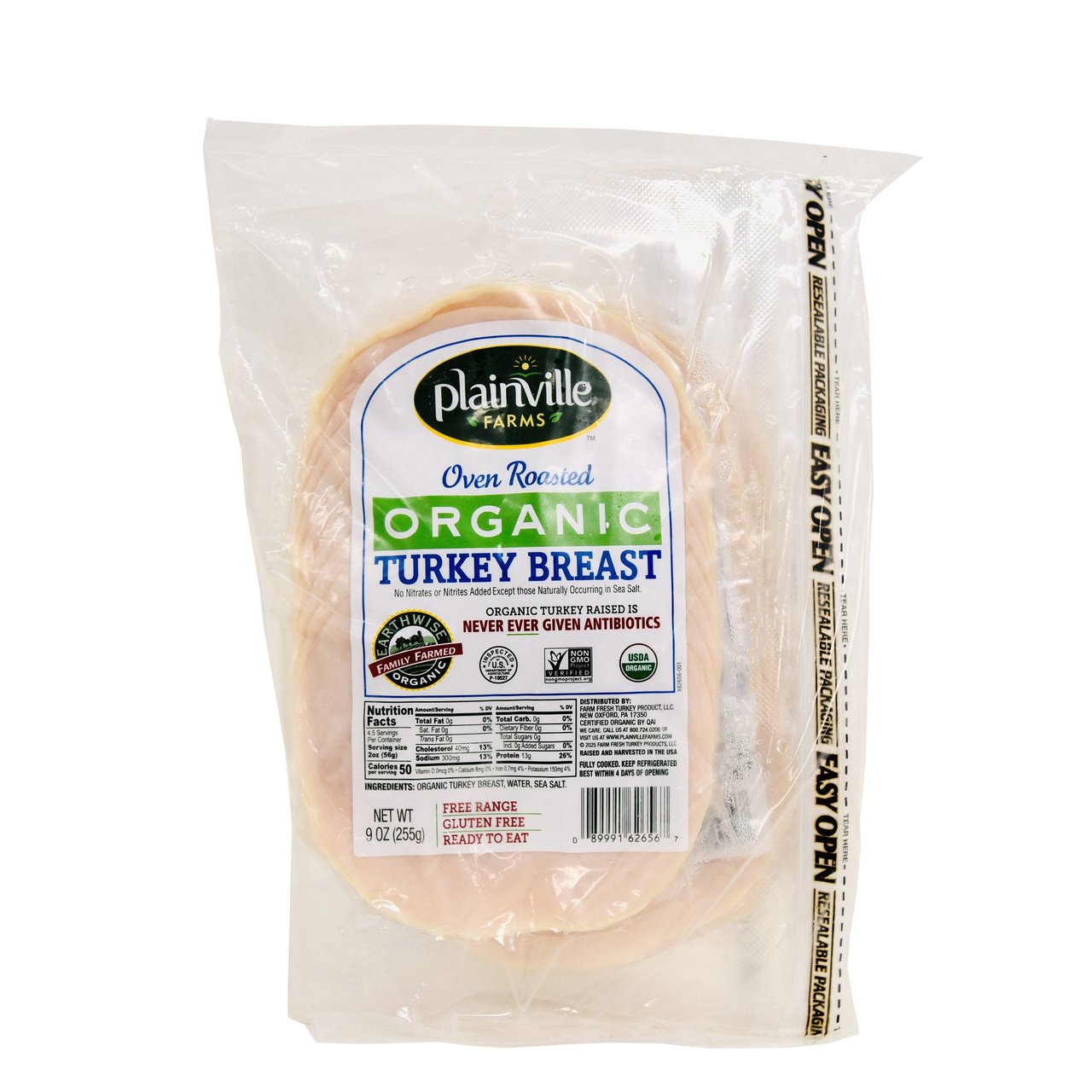 Plainville Organic Sliced Turkey 3/9 oz - Image 1