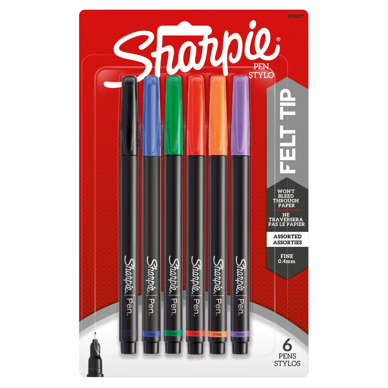 Sharpie Plastic Point Fine Point Pens, Assorted Colors, 6-Count - Image 1