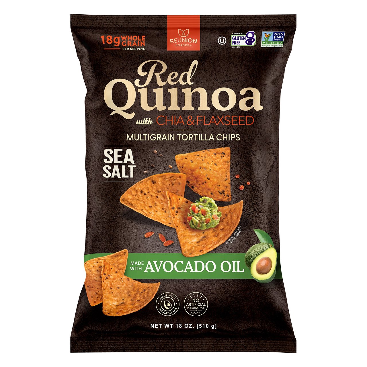 Reunion Snacks Red Quinoa Tortilla Chips, 18 oz - Image 1