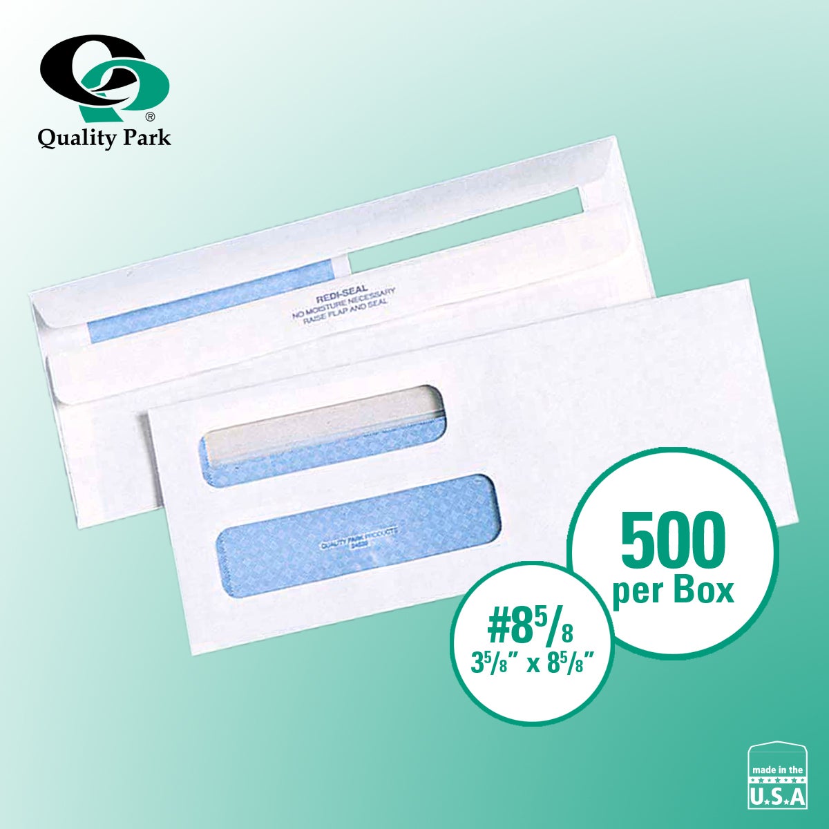Quality Park #8 Double Window Redi-Seal Security Envelopes, 500 Count
