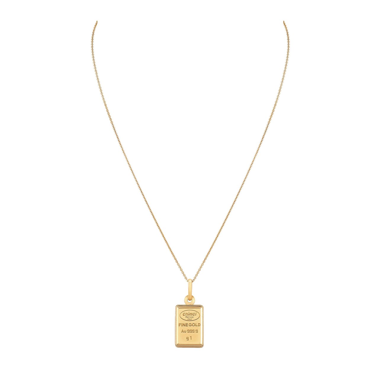 Certified 1 Gram Pure Gold Pendant with 18kt Frame and Chain 18" - Image 1