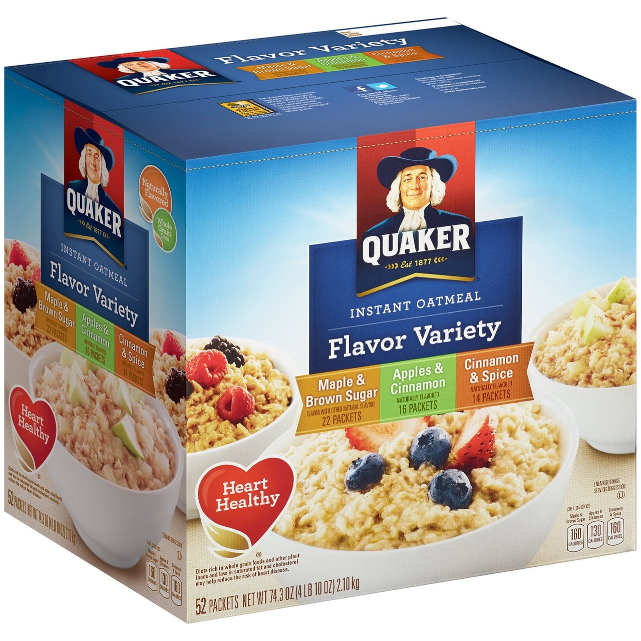 Quaker Instant Oatmeal, Variety Pack, 52 Count - Image 1