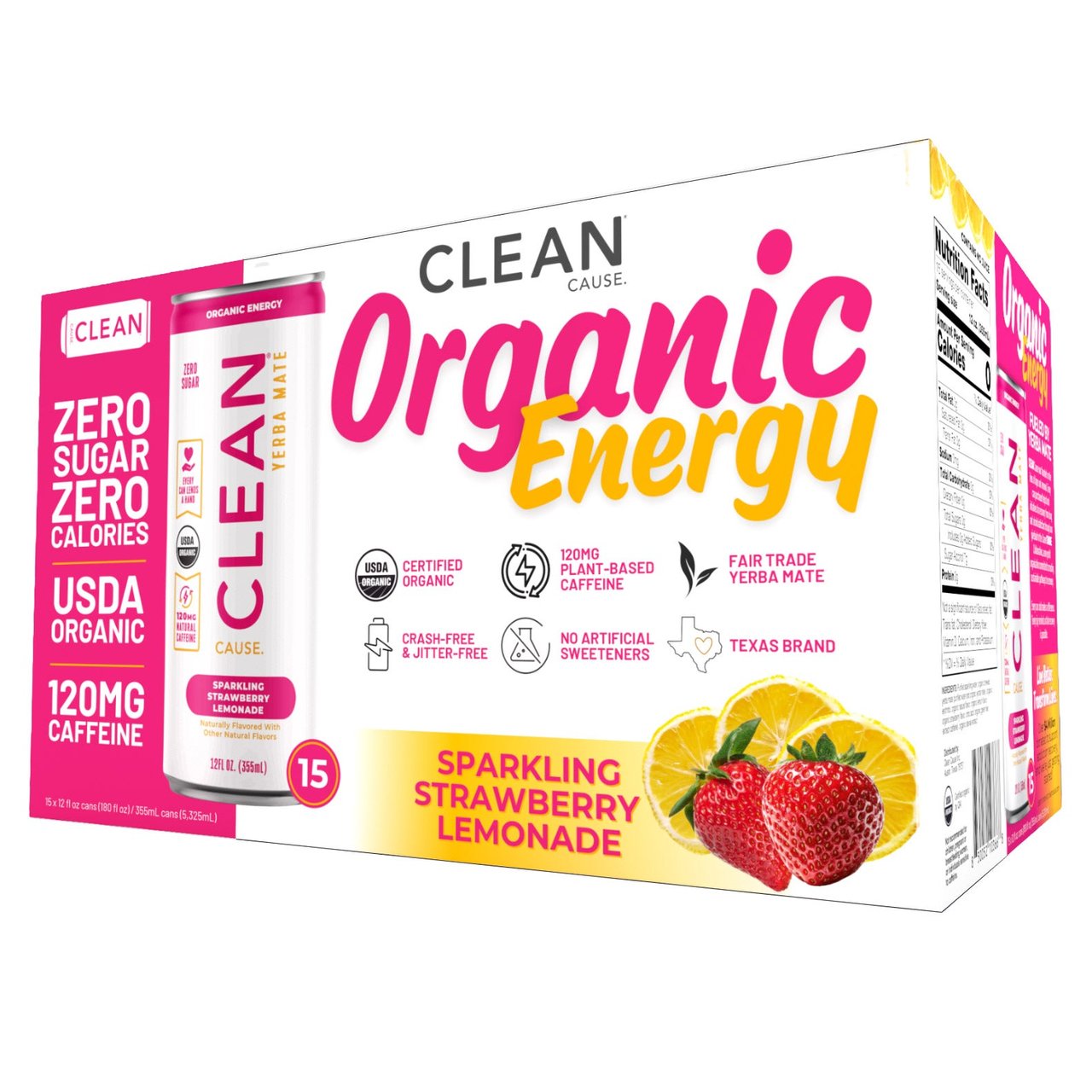 CLEAN CAUSE STRAWBERRY LEMONADE 15 COUNT / 12 OZ - Image 1