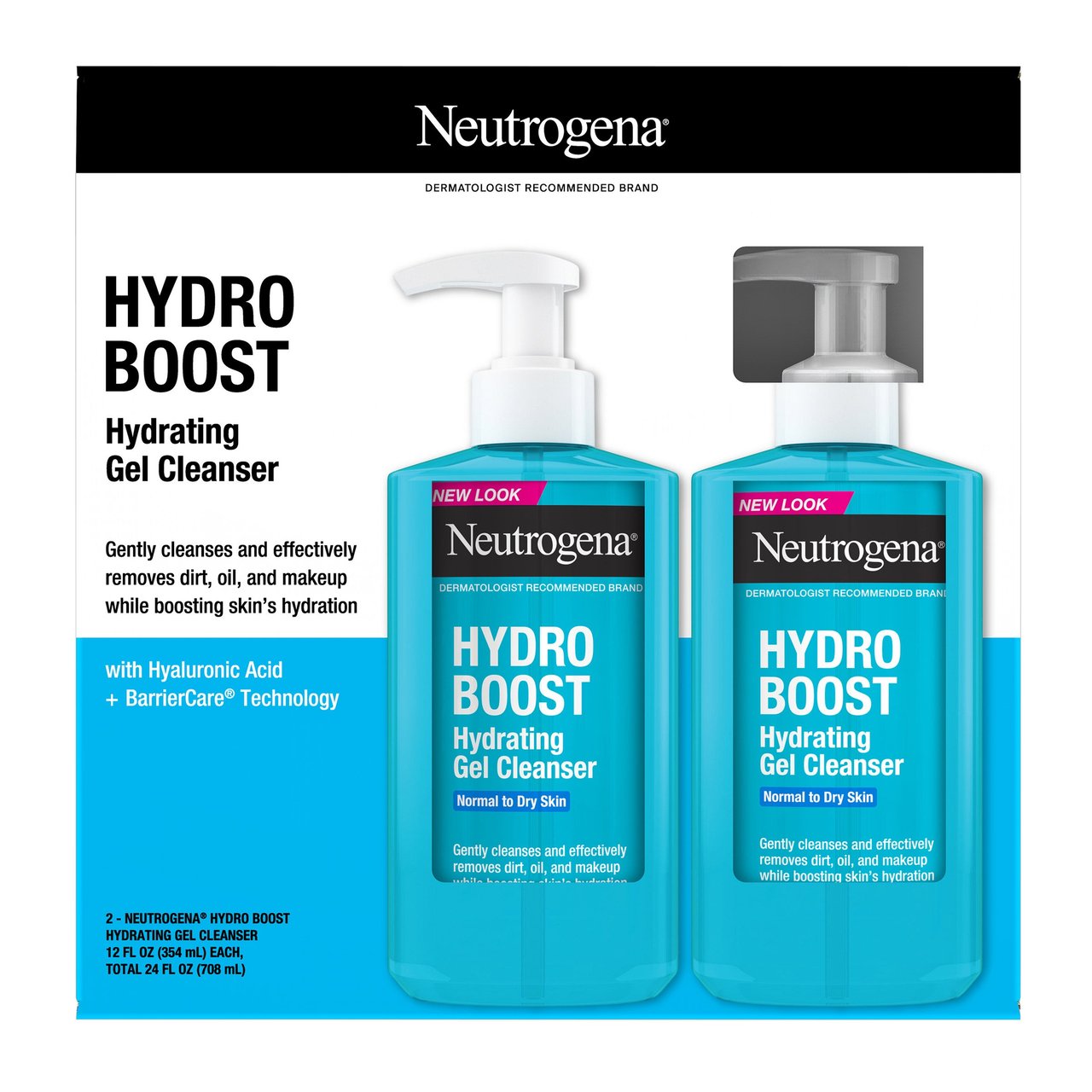 Neutrogena Hydro Boost Gel Cleanser, 2-Pack, 12 fl oz Each - Image 1